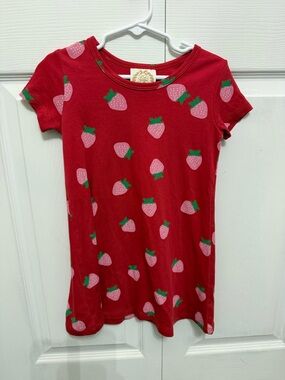 The Beaufort Bonnet Company Red Tee with Pink Strawberry Print